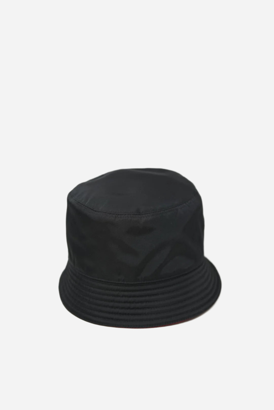 Prada Nylon Hat Black Red Triangle Size S