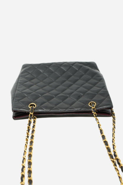 Pre-Owned CHANEL Paris Edition Shoulder Bag Black Lambskin 1994-1996