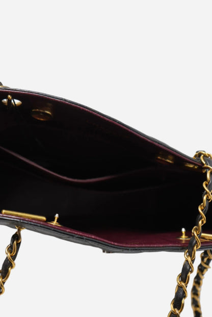 Pre-Owned CHANEL Paris Edition Shoulder Bag Black Lambskin 1994-1996