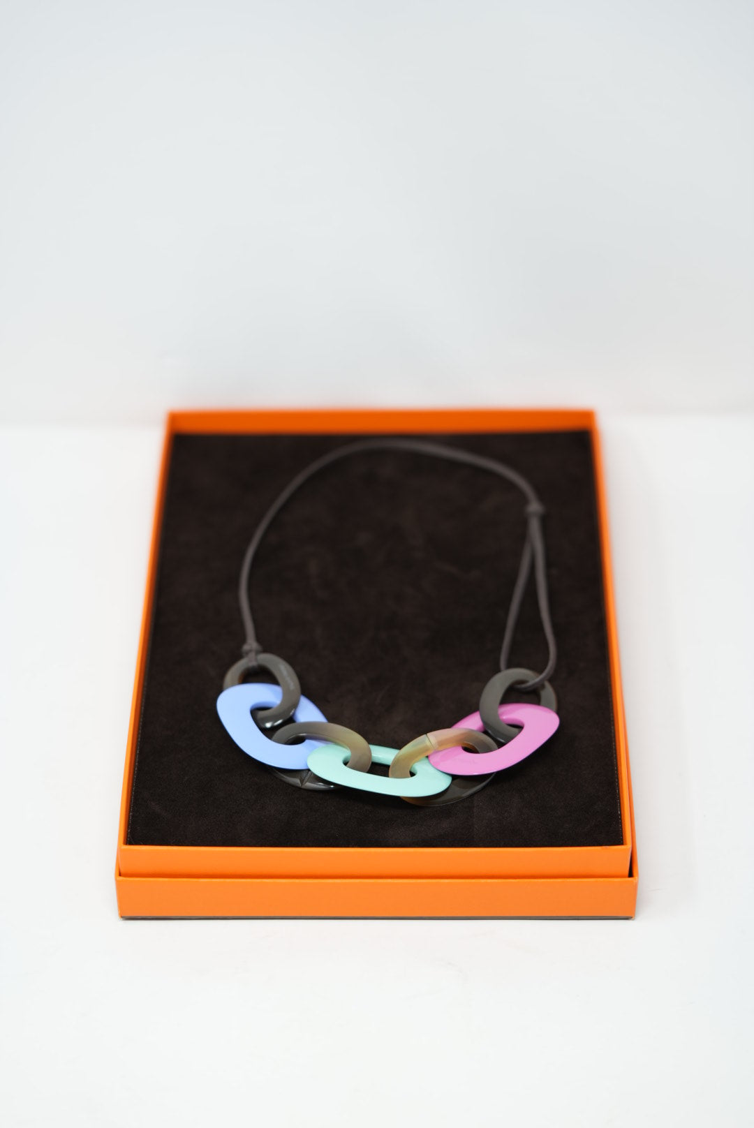 Hermes Horn/ Lacquered-Wood Necklace W/box