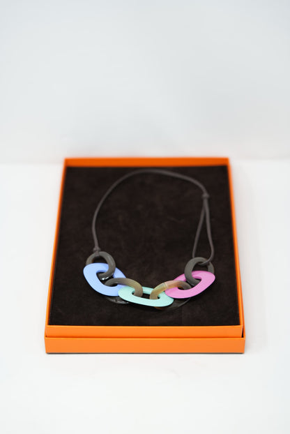 Hermes Horn/ Lacquered-Wood Necklace W/box