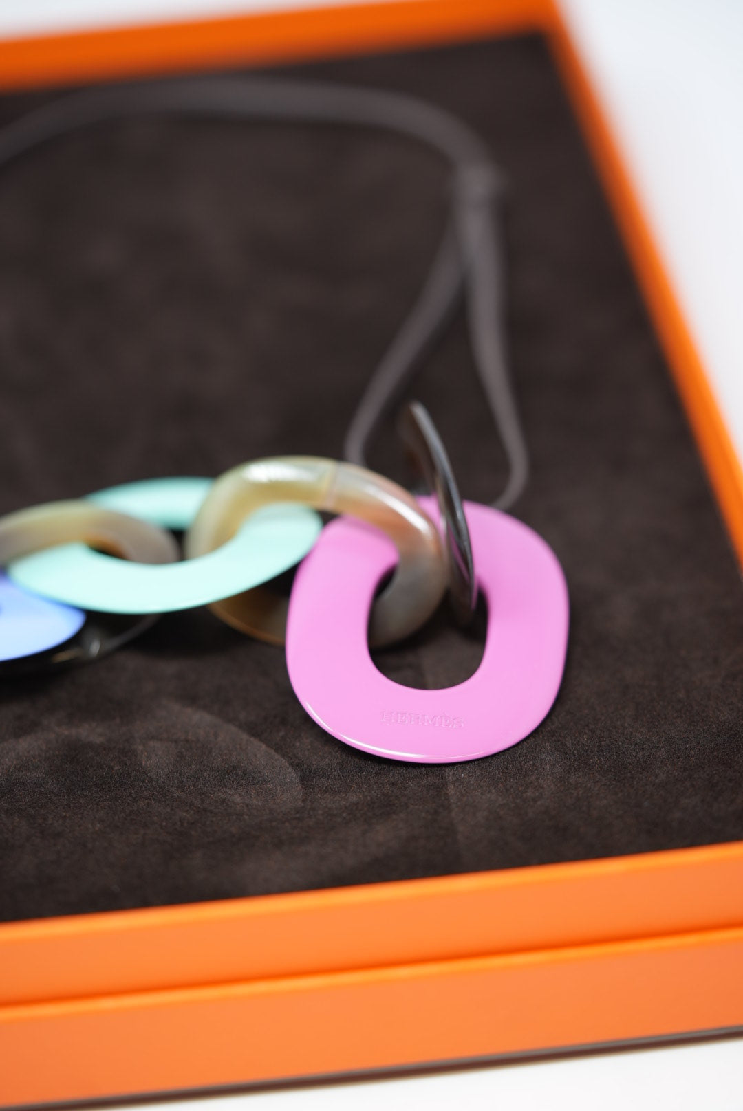 Hermes Horn/ Lacquered-Wood Necklace W/box
