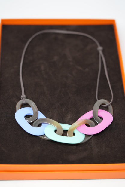 Hermes Horn/ Lacquered-Wood Necklace W/box