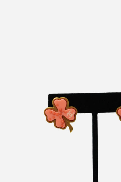 Pre-owned Chanel 2003 Leaf Orange Earrings