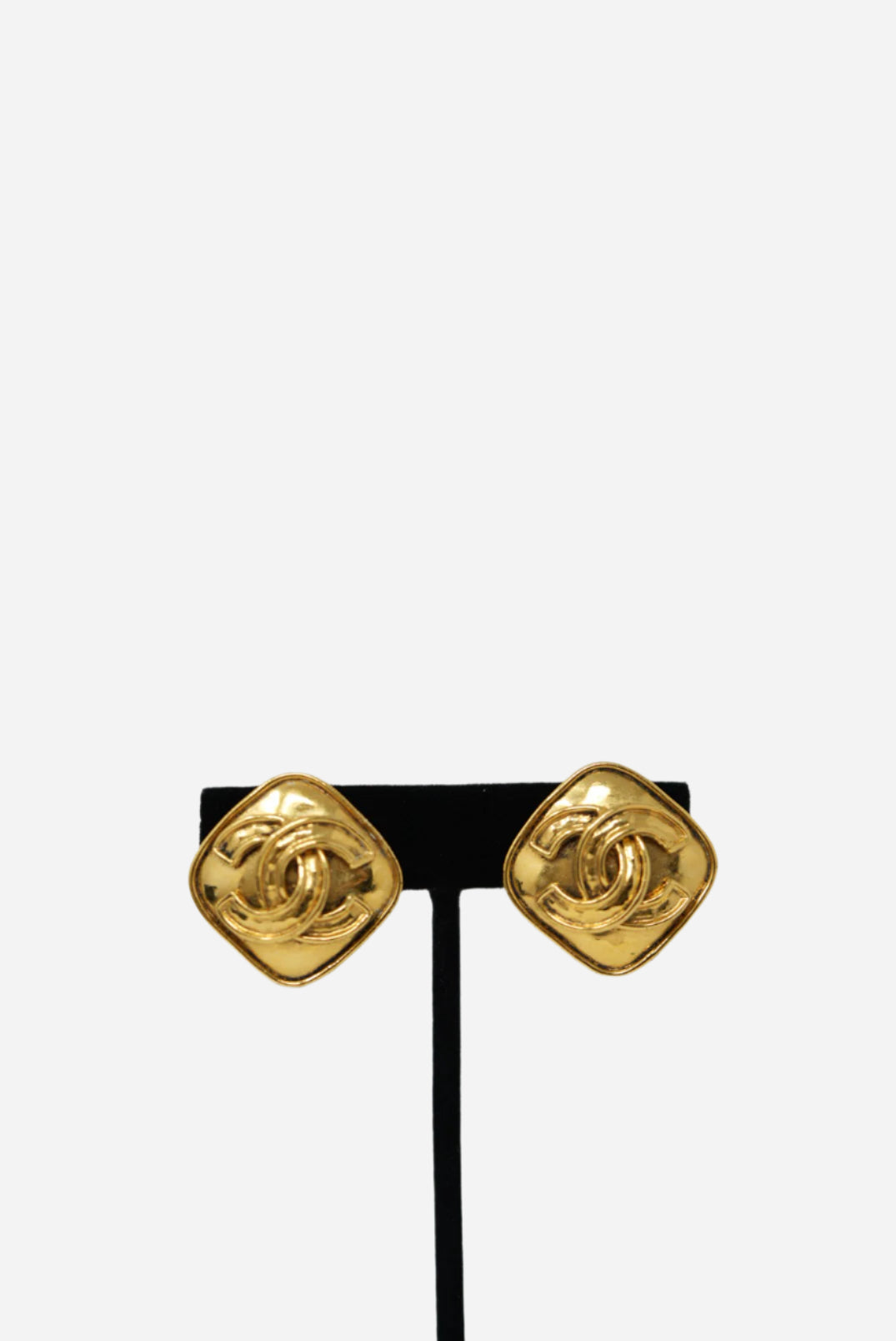 Pre-owned Chanel CC Logo Square Earrings 1994