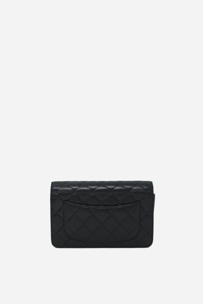 Pre-Owned Chanel 2013-2014 Navy Blue Wallet On Chain Caviar