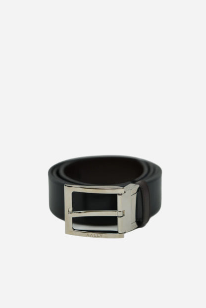 Bally Logo Engraved Buckle Belt Reversible