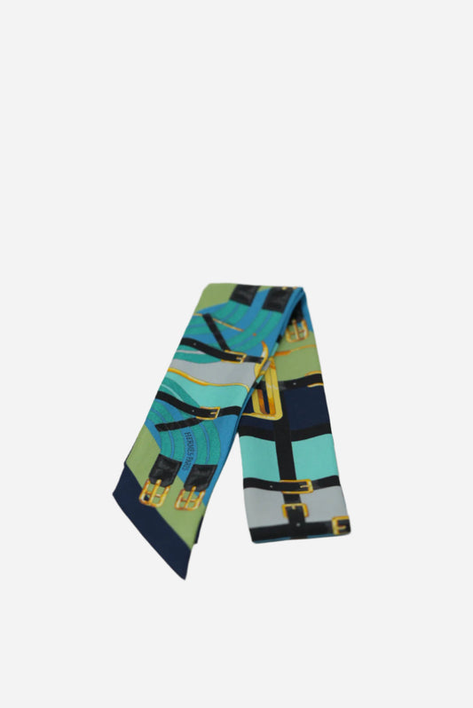 Hermes Blue Multicolor Twilly