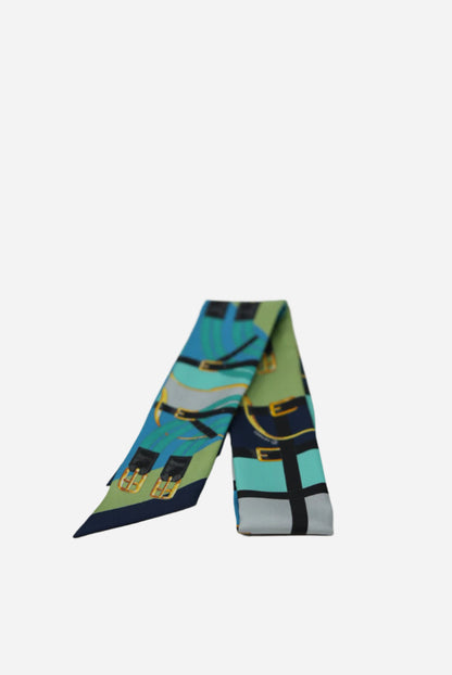 Hermes Blue Multicolor Twilly