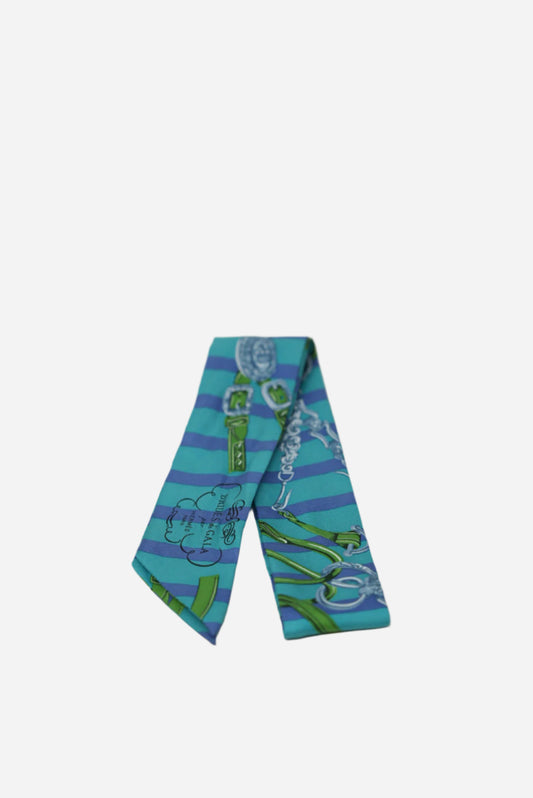 Hermes Blue Silk Twilly Scarf