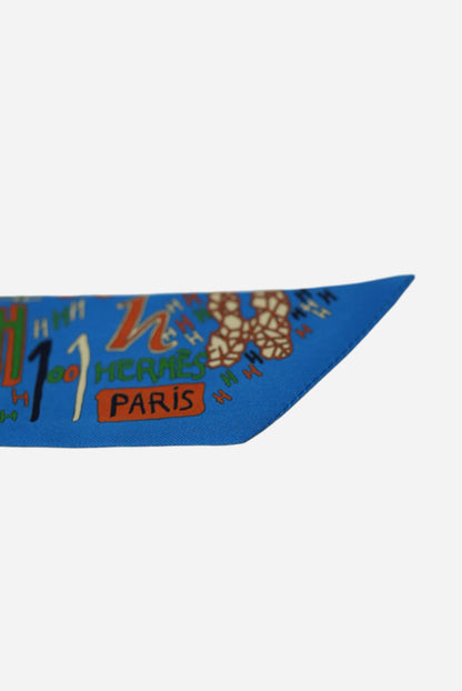 Hermes Blue&Red Silk Twilly Scarf