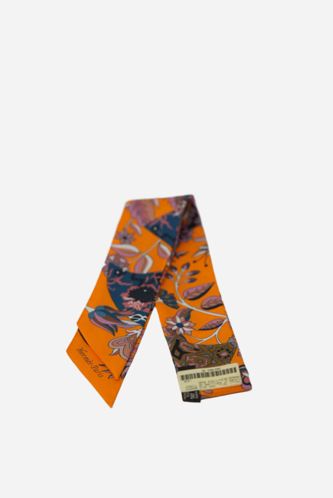 Hermes Orange Fleurs ET Papillons De Tissue Silk Twilly Scarf