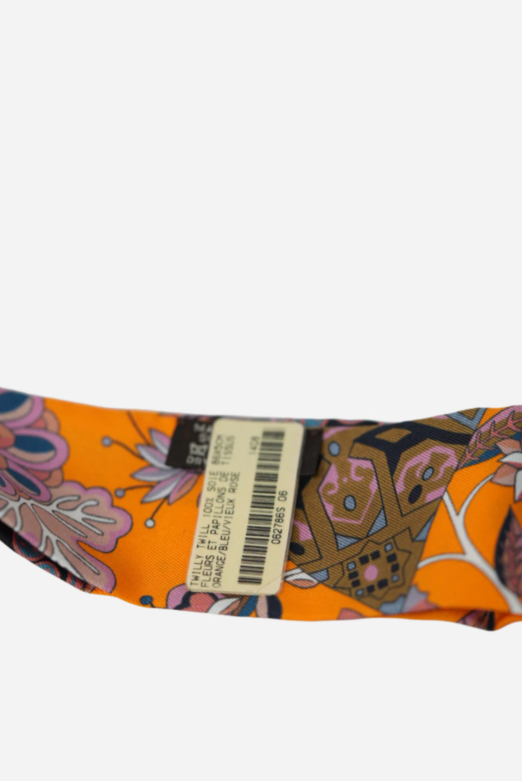 Hermes Orange Fleurs ET Papillons De Tissue Silk Twilly Scarf