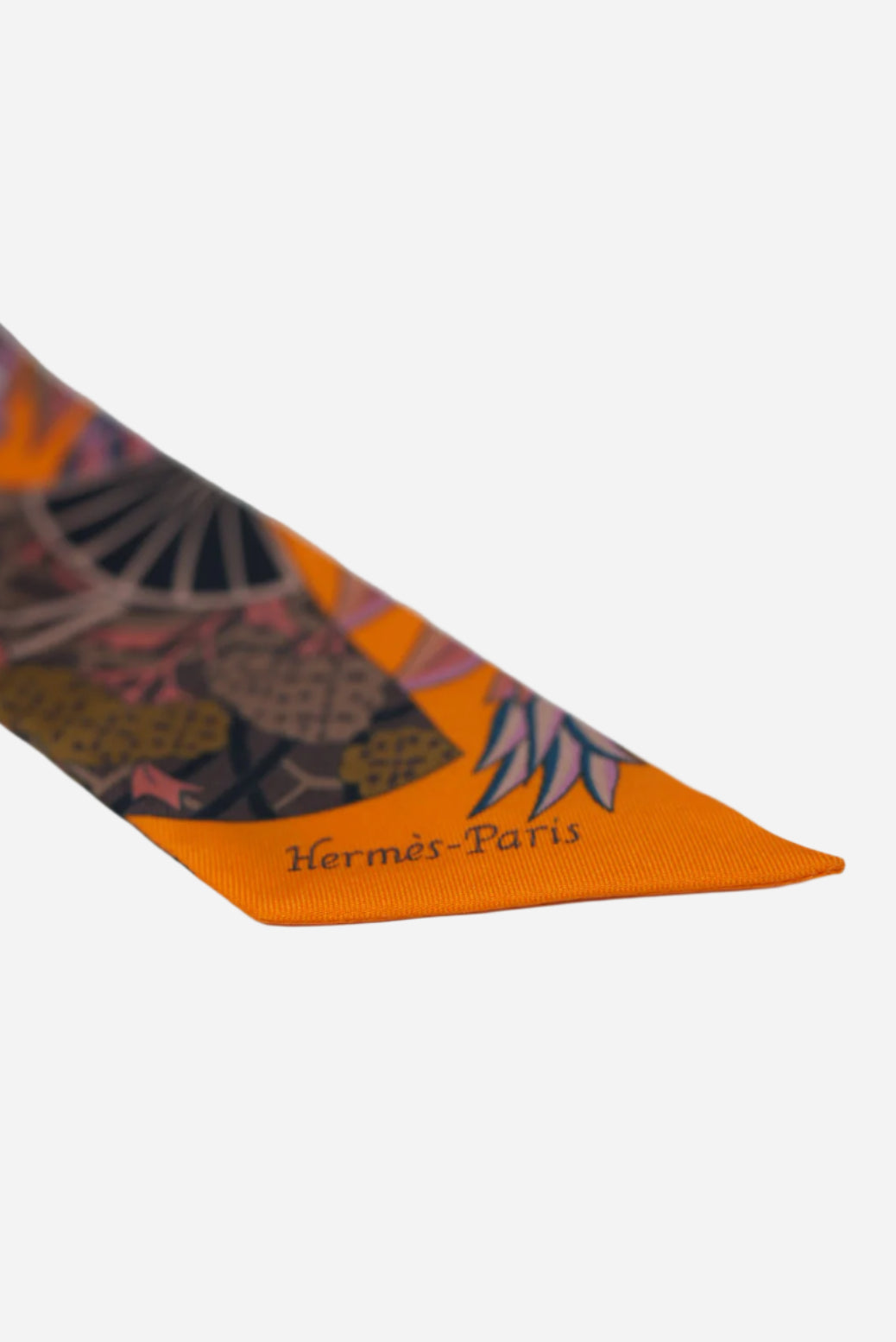 Hermes Orange Fleurs ET Papillons De Tissue Silk Twilly Scarf