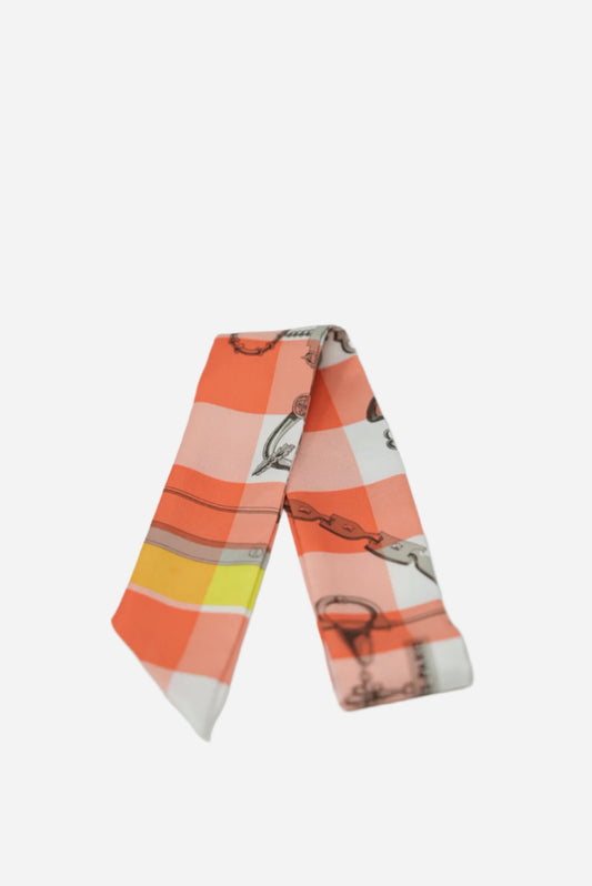 Hermes Orange Print Twilly