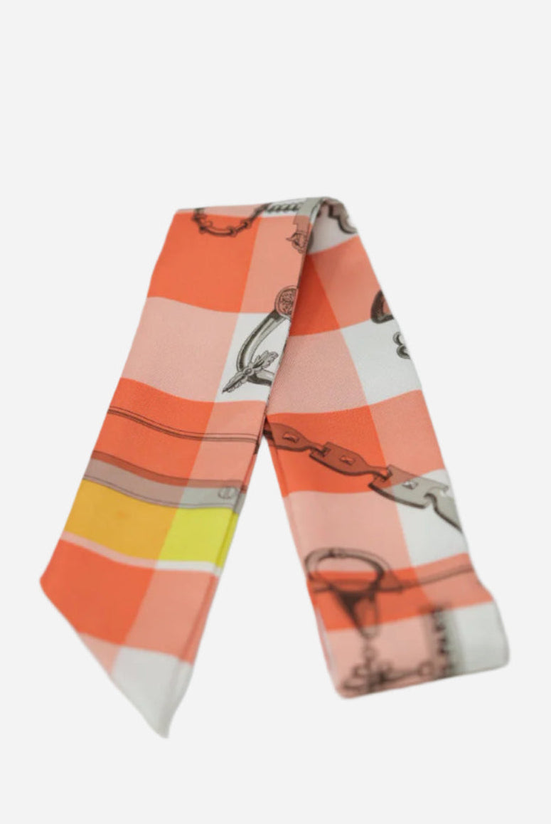 Hermes Orange Print Twilly