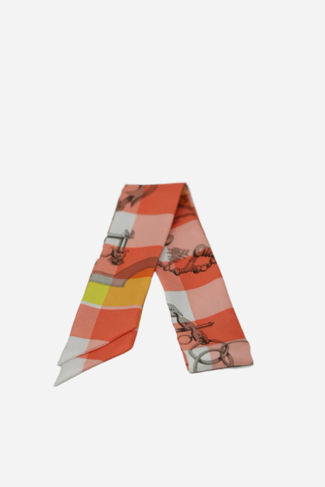 Hermes Orange Print Twilly
