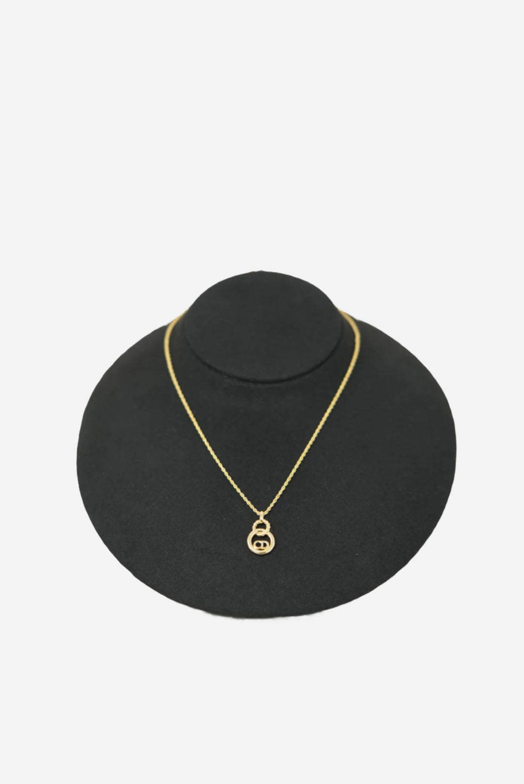 Dior Vintage Gold-Tone Rope Trim CD Circle Necklace