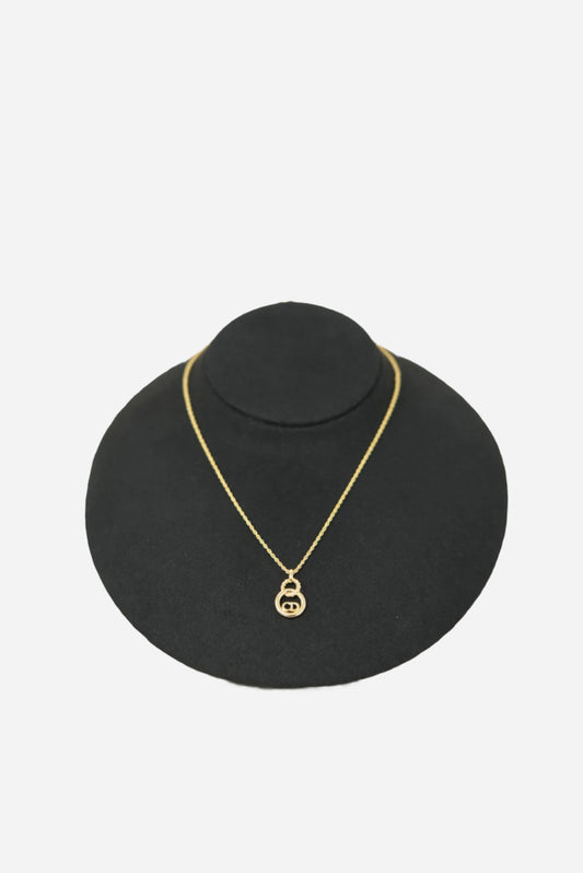 Dior Vintage Gold-Tone Rope Trim CD Circle Necklace