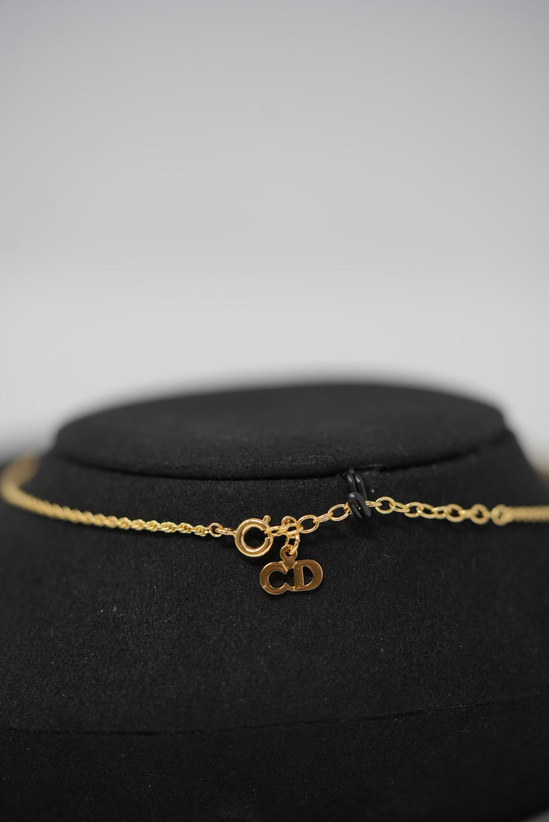 Dior Vintage Gold-Tone Rope Trim CD Circle Necklace