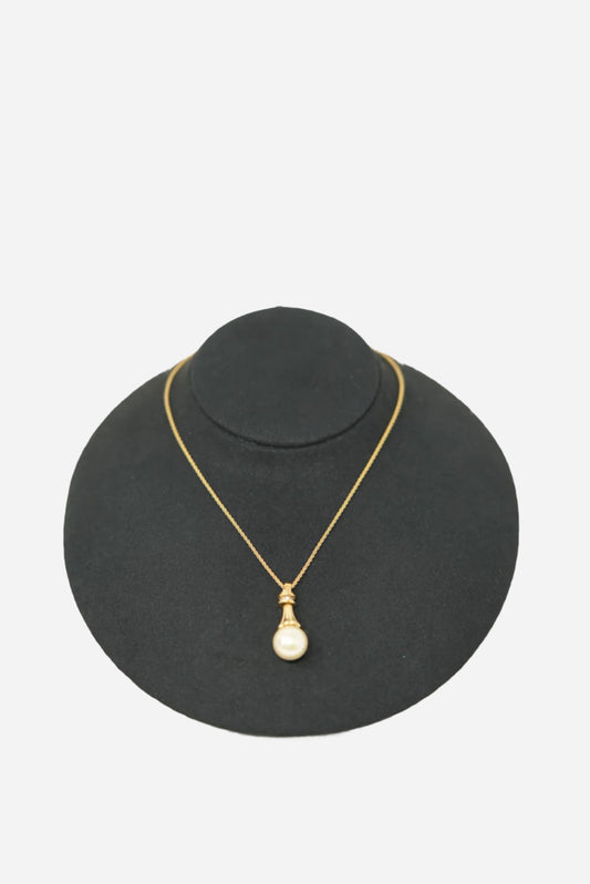Dior Vintage Gold-Tone Faux Pearl Perfume Necklace