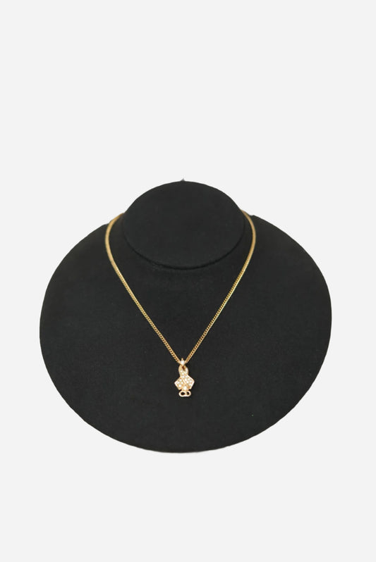 Dior Vintage Gold-Tone Rhinestone Ribbon Necklace