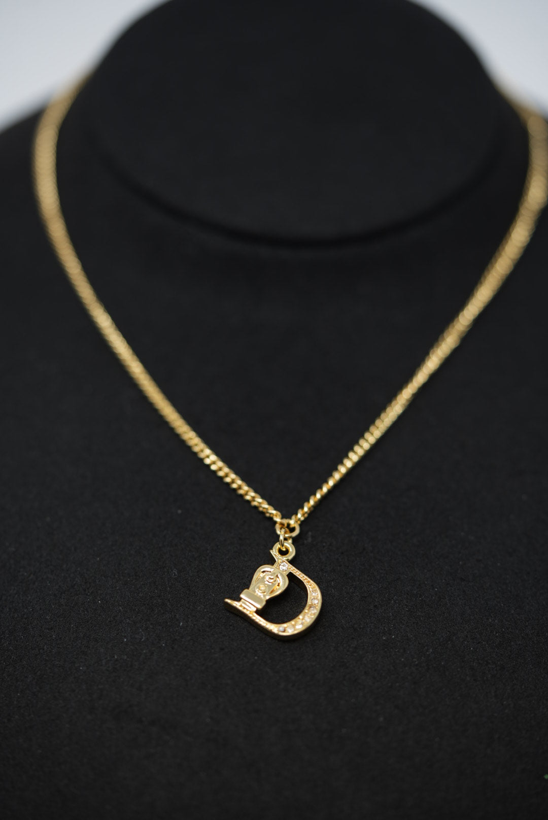 Dior Vintage Gold-Tone Saddle D Necklace