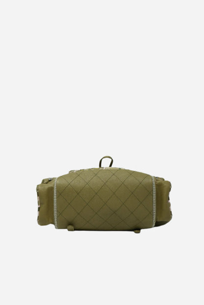 Pre-owned Chanel Tweed Canvas Cuba Pocket Backpack Khaki Green