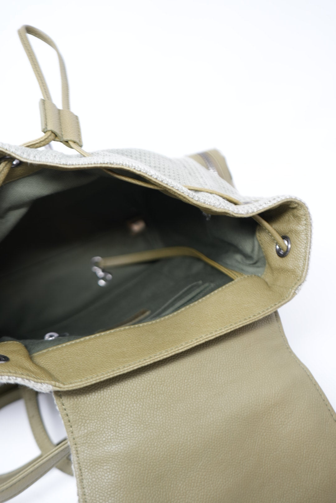 Pre-owned Chanel Tweed Canvas Cuba Pocket Backpack Khaki Green