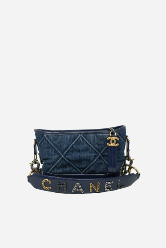 Pre-owned Chanel 2020 Gabrielle Denim Hobo Small