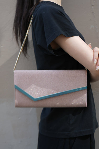 Jimmy Choo Platinum Glitter Clutch Bag