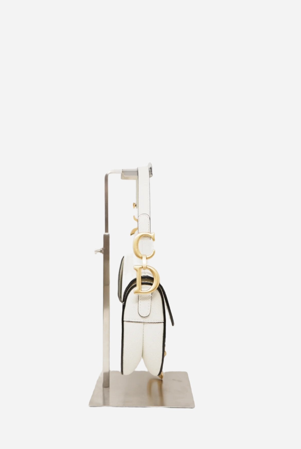 Dior White Leather Mini Saddle Bag