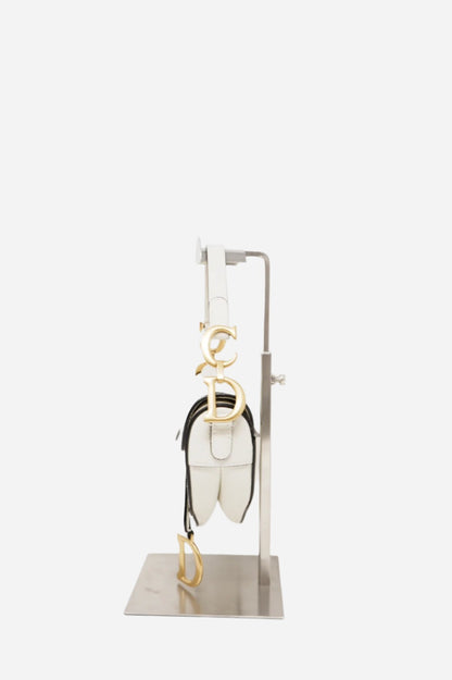 Dior White Leather Mini Saddle Bag