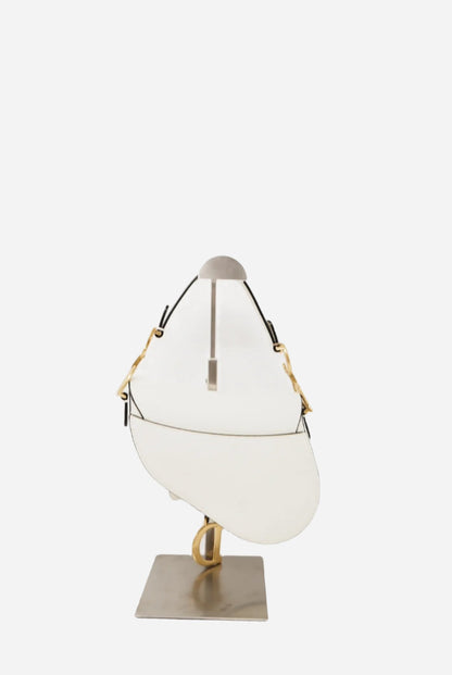 Dior White Leather Mini Saddle Bag