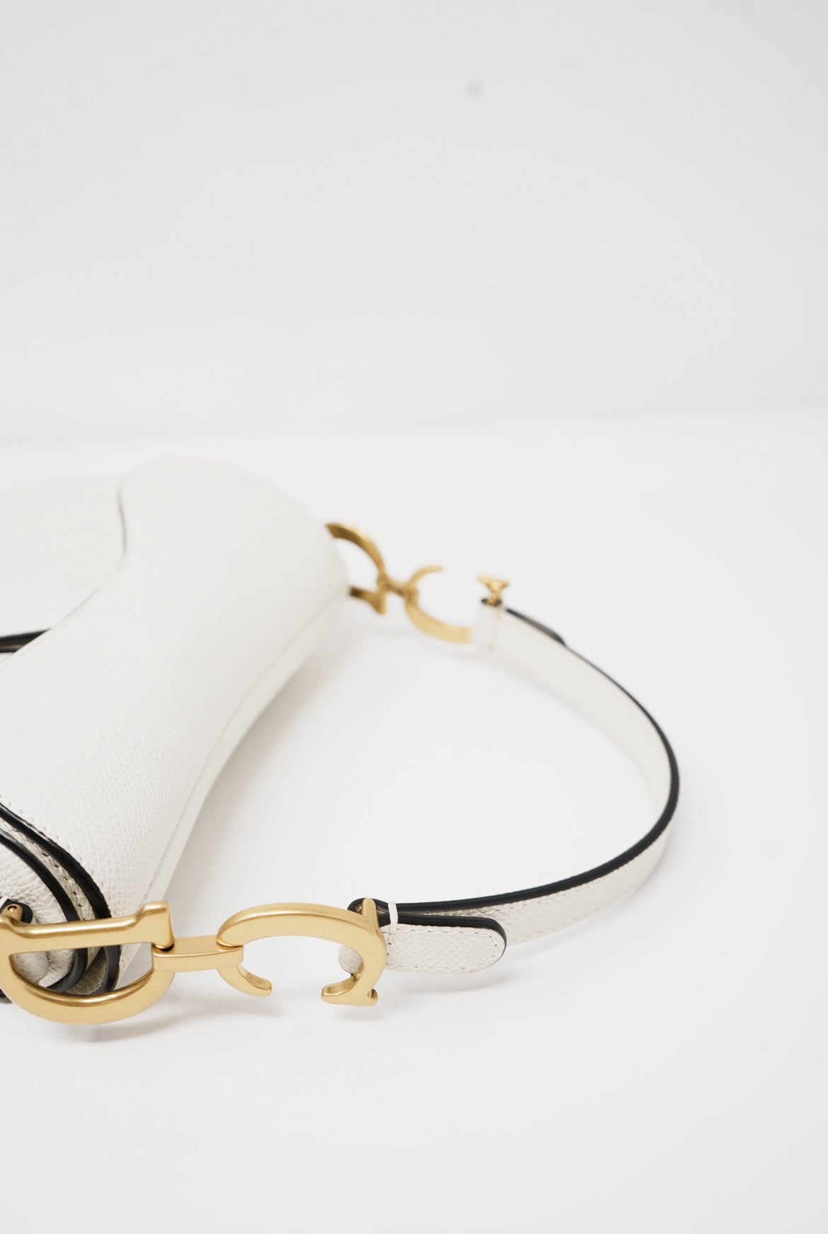 Dior White Leather Mini Saddle Bag