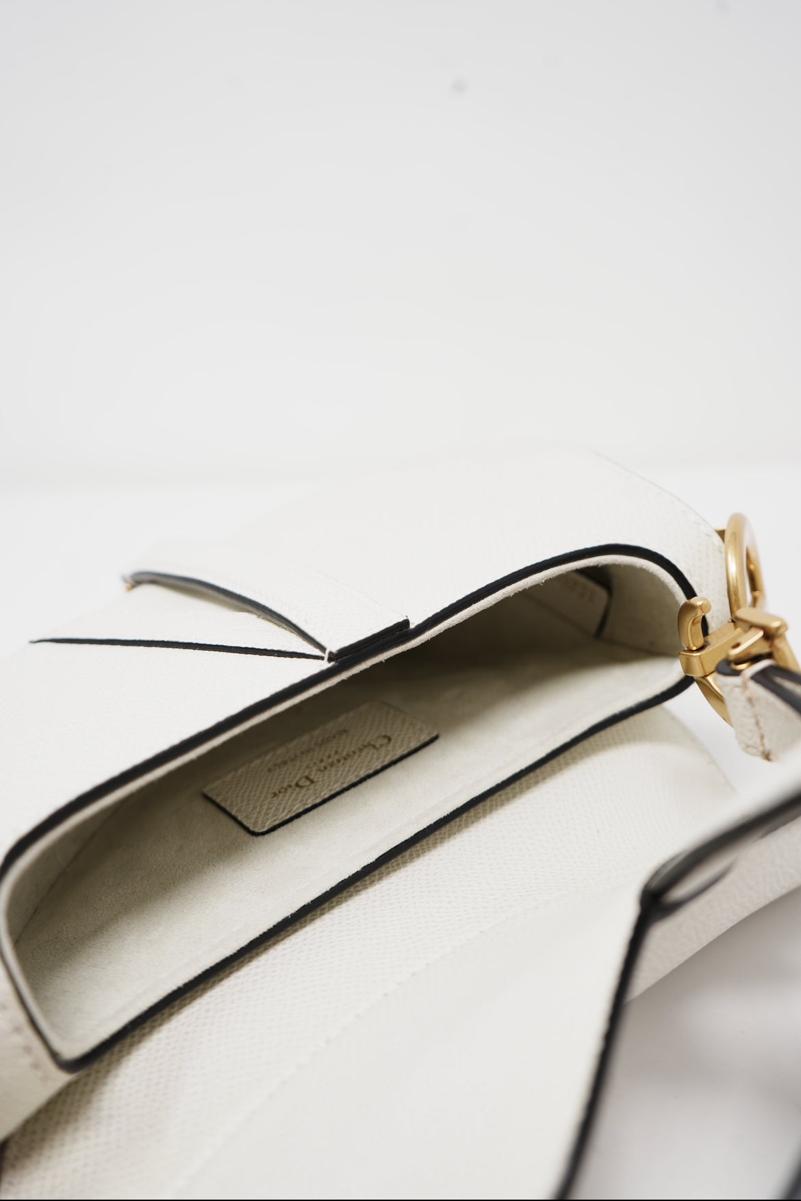 Dior White Leather Mini Saddle Bag