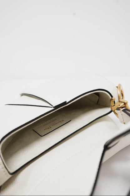 Dior White Leather Mini Saddle Bag