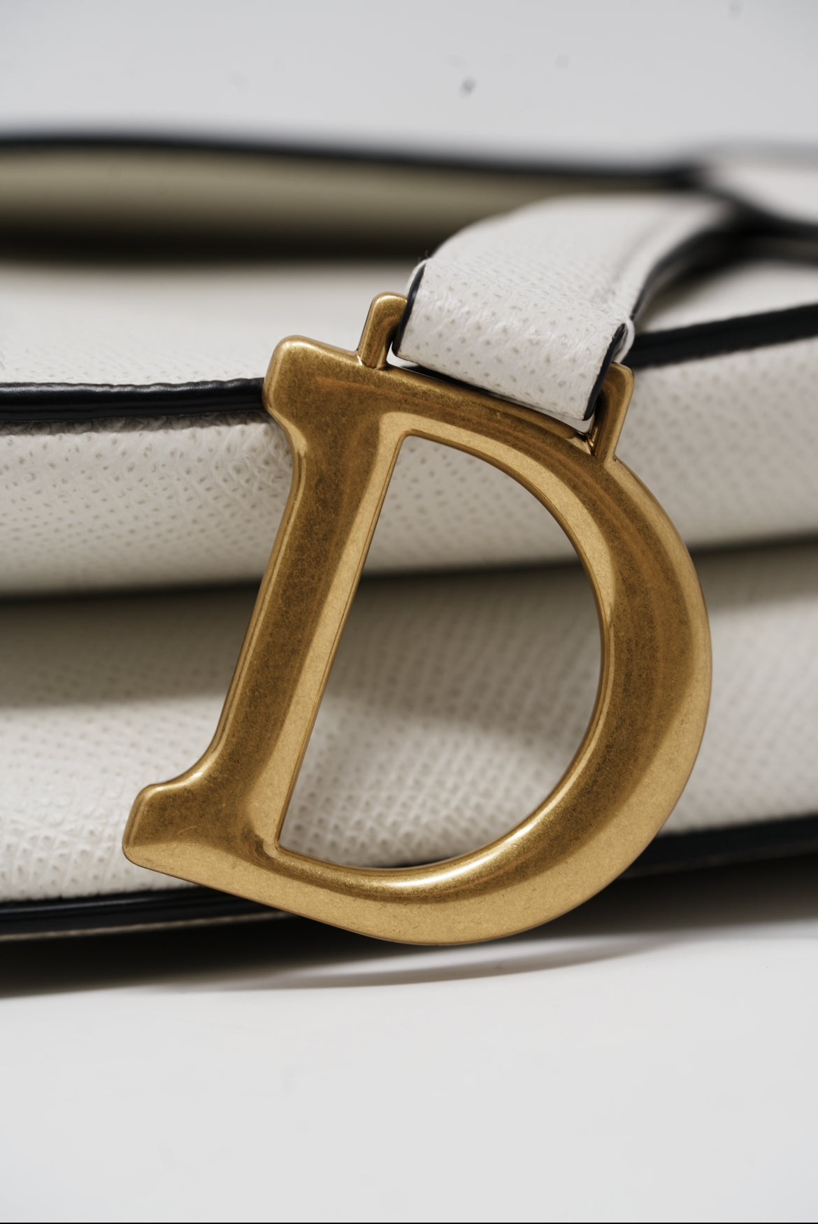 Dior White Leather Mini Saddle Bag