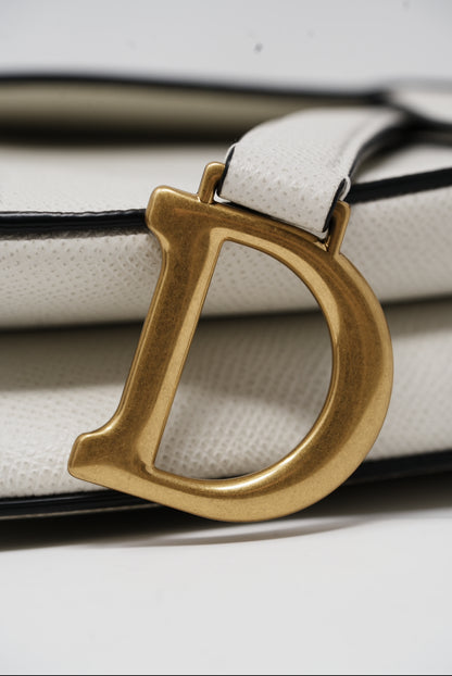 Dior White Leather Mini Saddle Bag