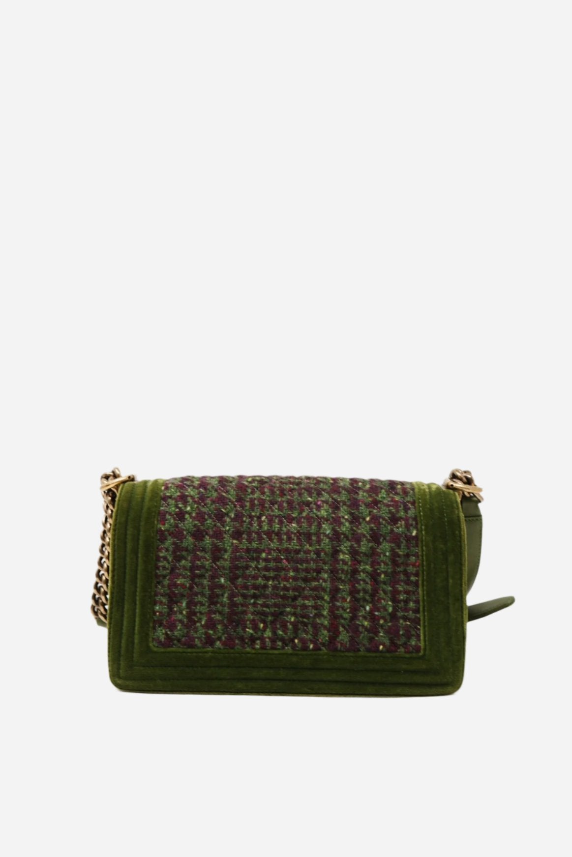 Pre-Owned Chanel Velvet Tweed Medium Boy Flap