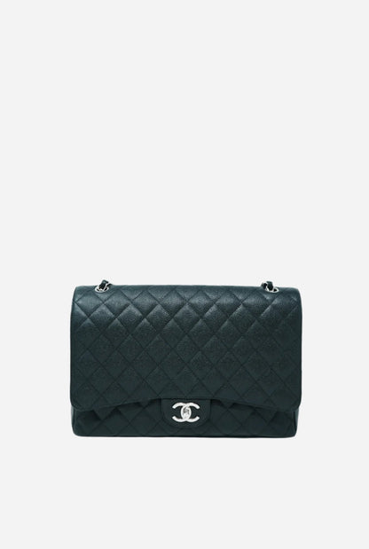 Pre-Owned Chanel Classic Double Flap Maxi Black Caviar Bag