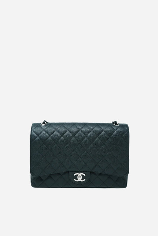 Pre-Owned Chanel Classic Double Flap Maxi Black Caviar Bag