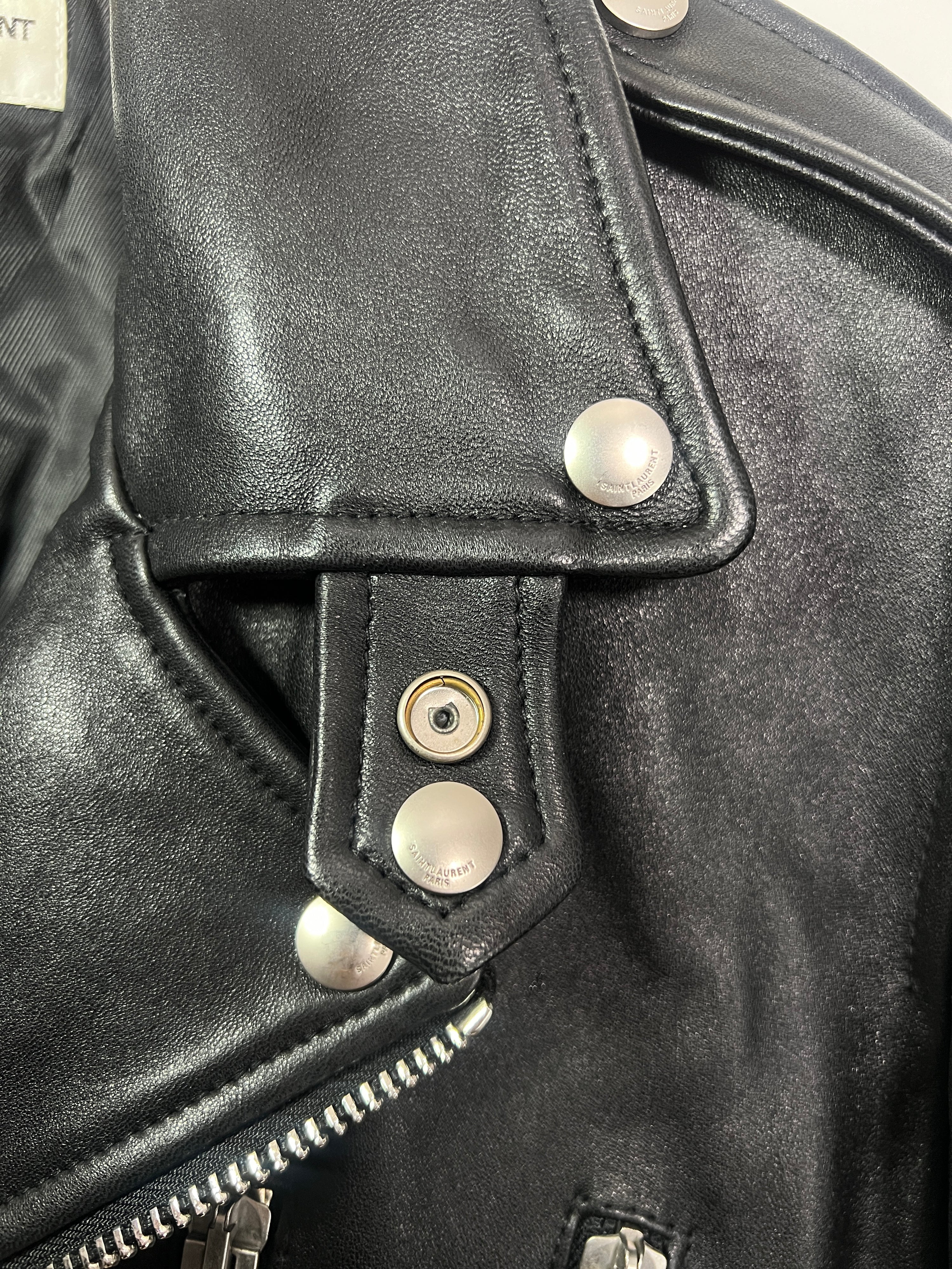 Saint Laurent L17 Double Rider Leather Jacket Black Size 50