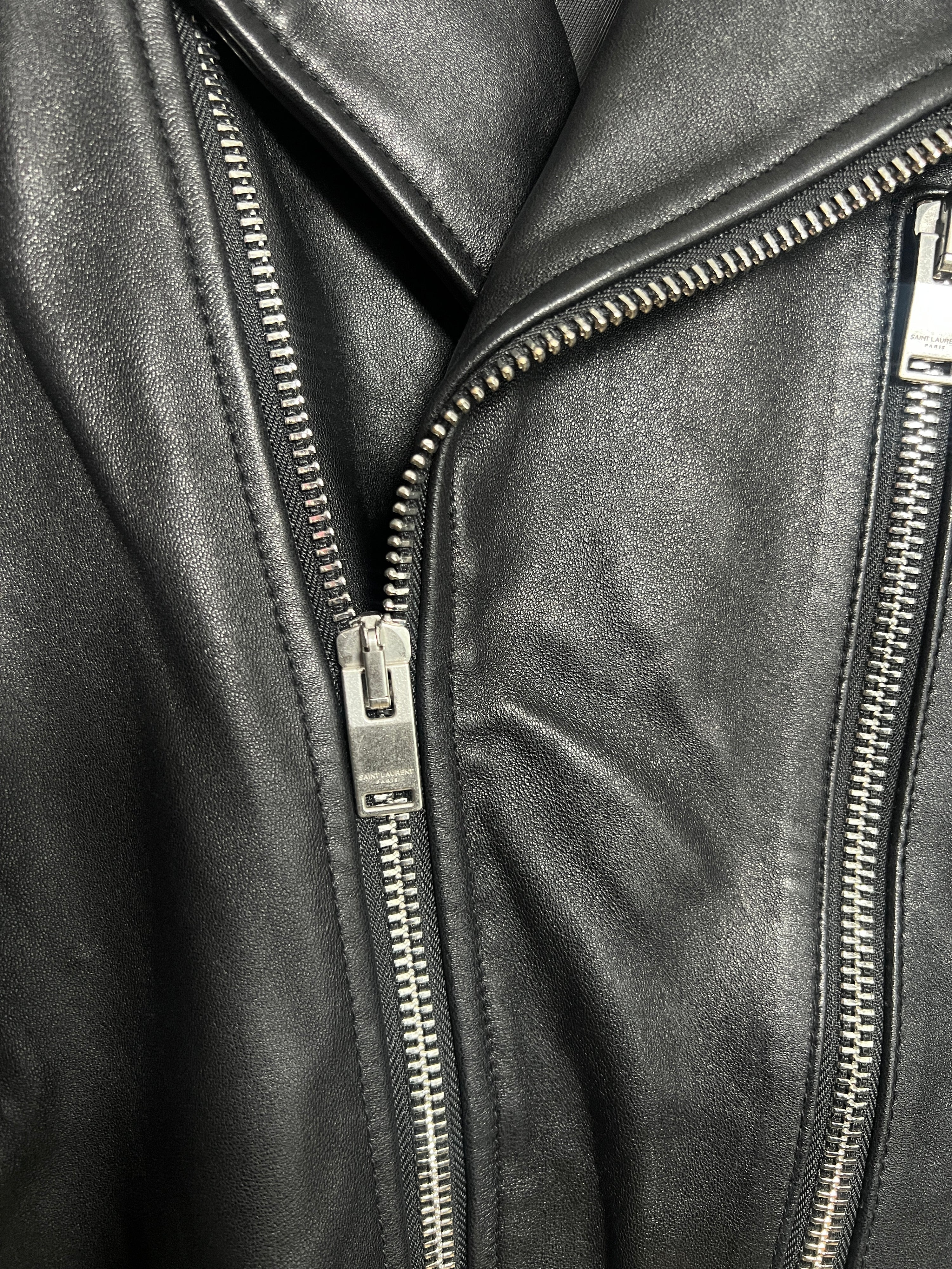 Saint Laurent L17 Double Rider Leather Jacket Black Size 50