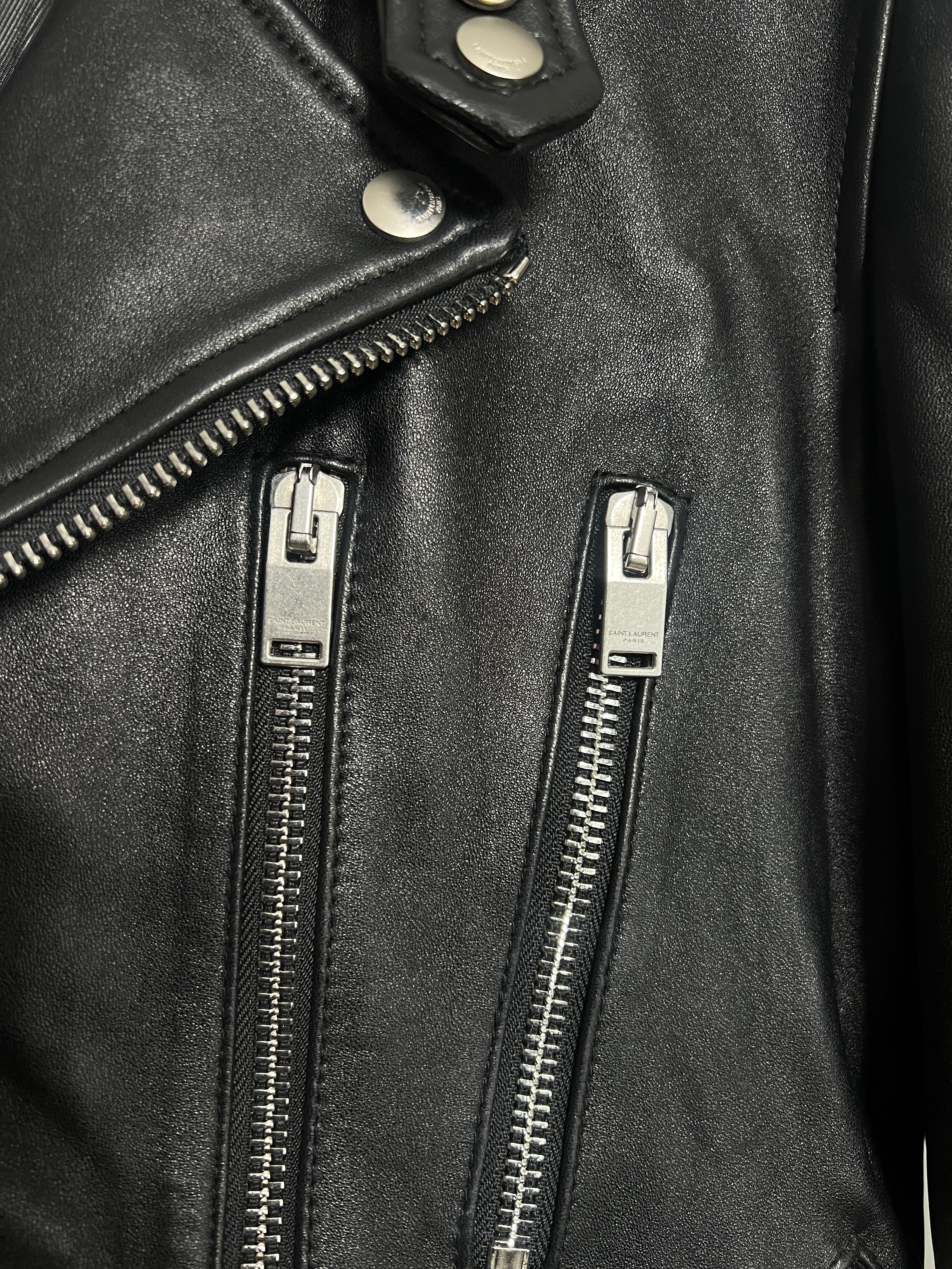 Saint Laurent L17 Double Rider Leather Jacket Black Size 50
