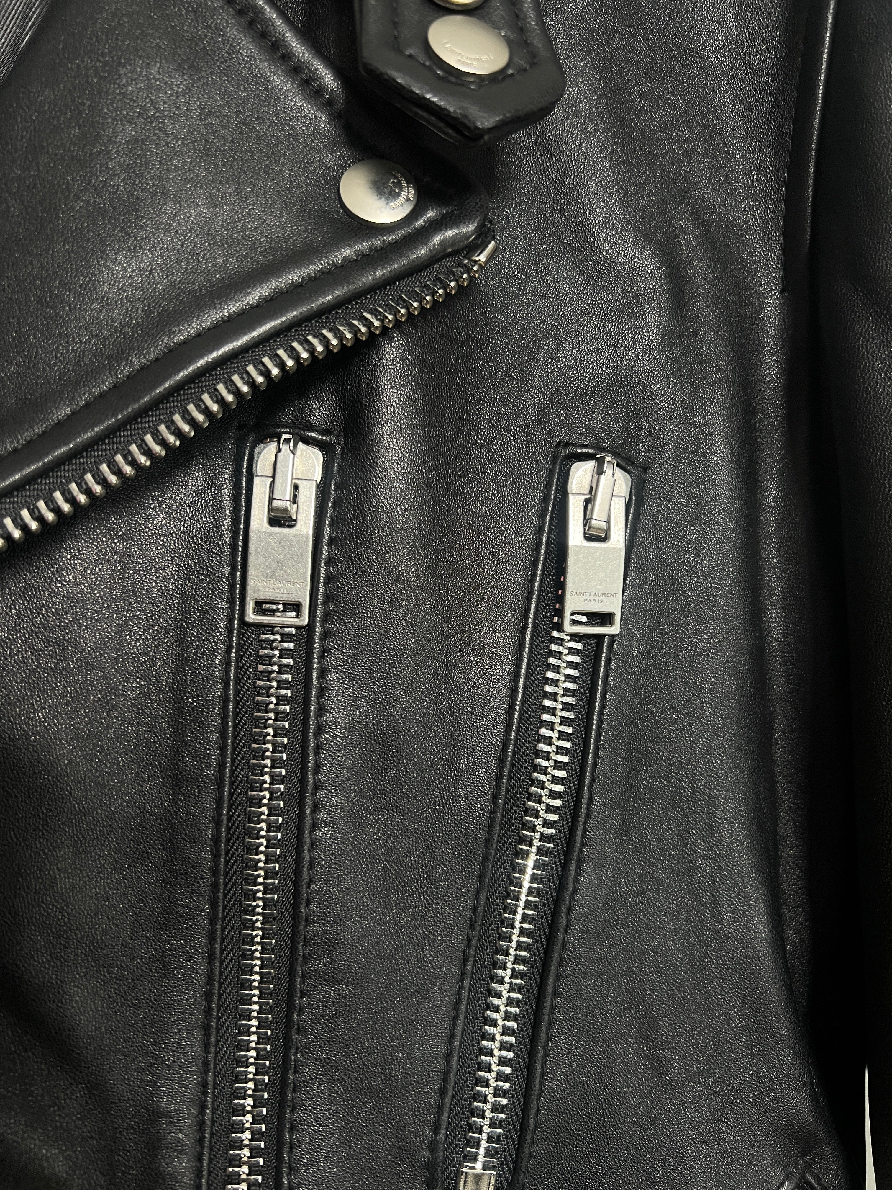 Saint Laurent L17 Double Rider Leather Jacket Black Size 50