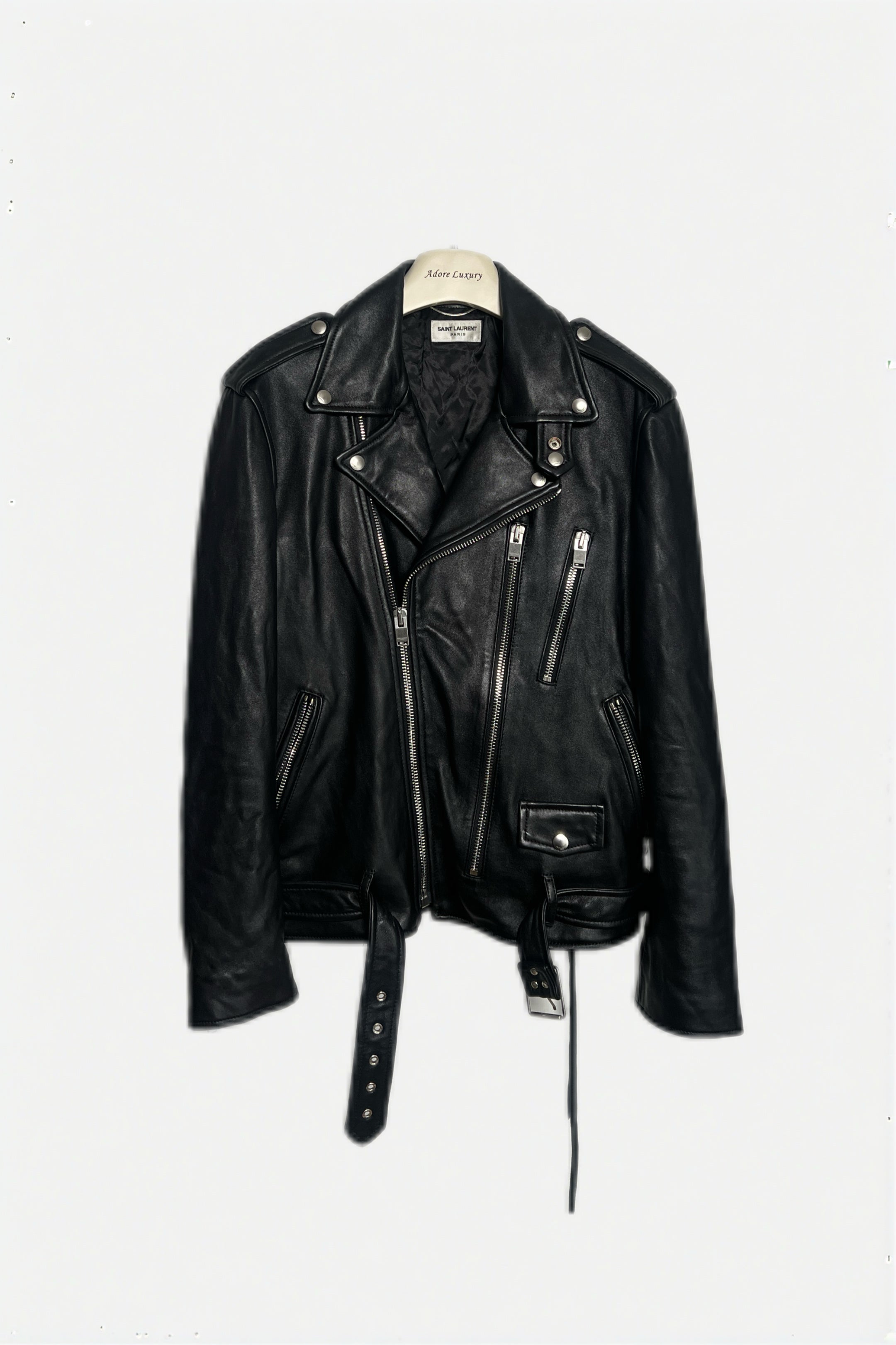 Saint Laurent L17 Double Rider Leather Jacket Black Size 50
