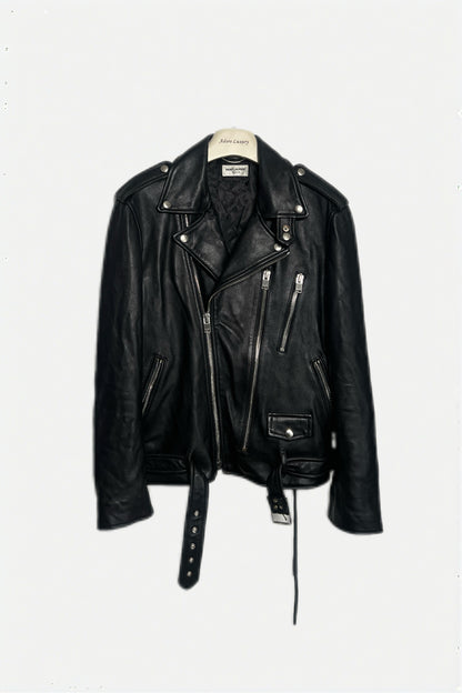 Saint Laurent L17 Double Rider Leather Jacket Black Size 50