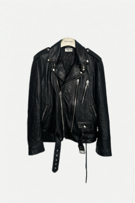 Saint Laurent L17 Double Rider Leather Jacket Black Size 50