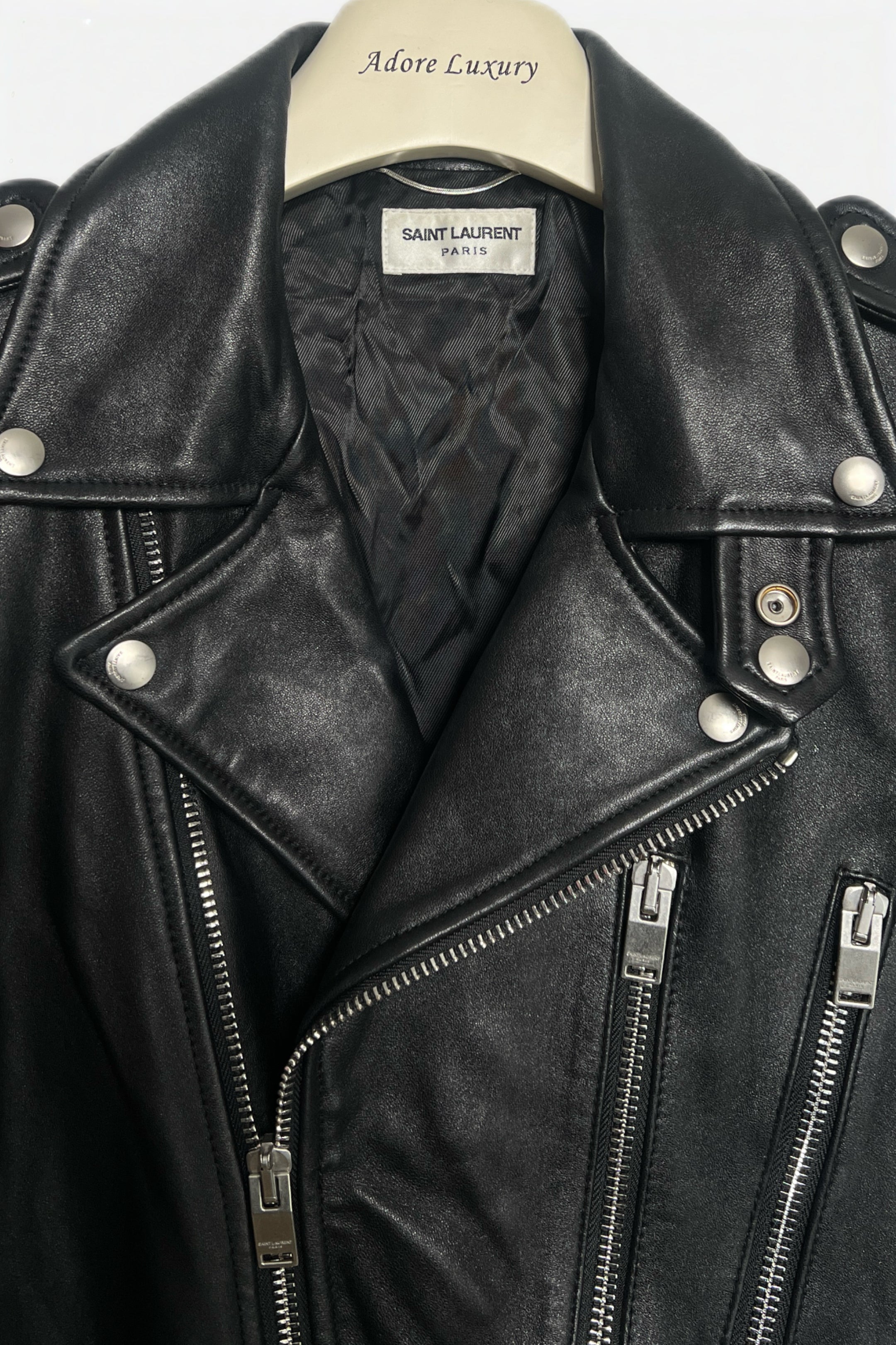 Saint Laurent L17 Double Rider Leather Jacket Black Size 50
